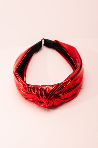 metallic red headband