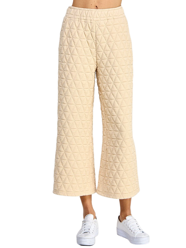 cream quilted pant