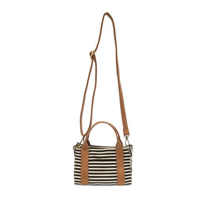 BLACK AND WHITE STRIPE SHOULDER BAG VIEW