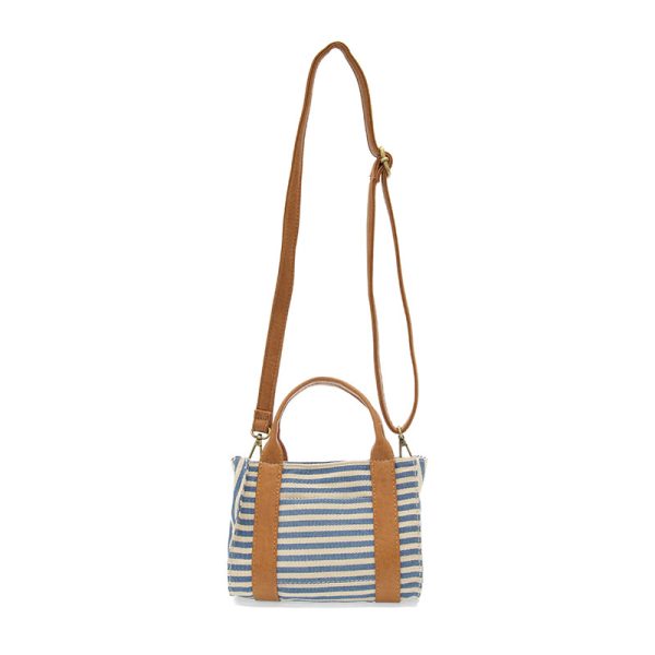 BLUE AND WHITE STRIPE BAG WITH LONG STRAP
