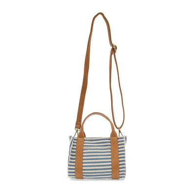 BLUE AND WHITE STRIPE BAG WITH LONG STRAP