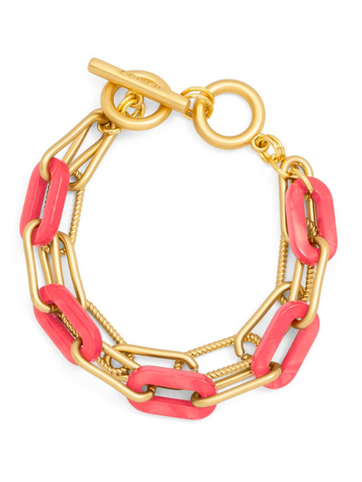 MARBLED RESIN LINK LAYERED TOGGLE BRACELET LIGHT PINK FRONT VIEW