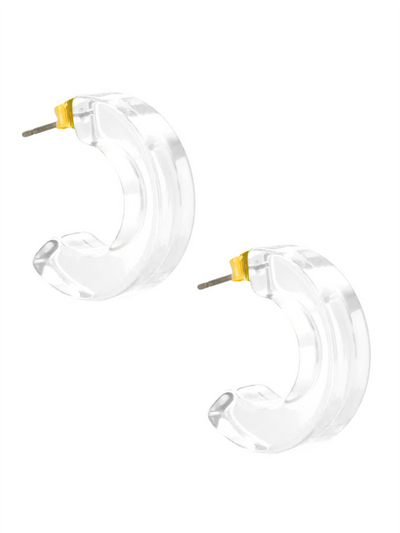 LUCITE NEON CHUNKY HOOP EARRING CLEAR FRONT VIEW