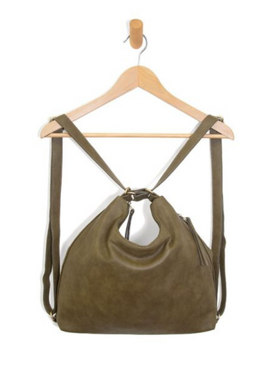 DREW CONVERTIBLE BACKPACK OLIVE FRONT VIEW