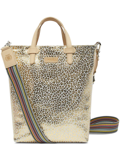 GOLD LEOPARD TOP HANDLE TOTE