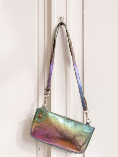 MINI CROSSBODY WRITSTLET CLUTCH MULTI HOLOGRAPHIC FRONT VIEW