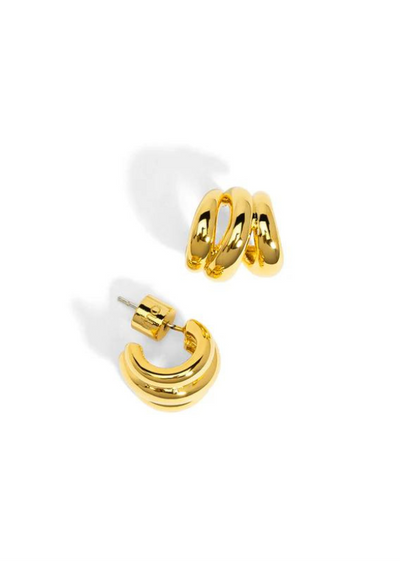 CLAW HUGGIE EARRING GOLD FRONT AND SIDE VIEW