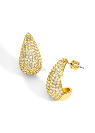 PAVE CRESCENT STUD EARRINGS FRONT VIEW