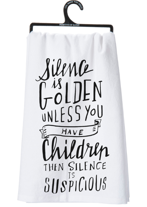 KITCHEN TOWEL SILENCE IS GOLDEN FRONT VIEW