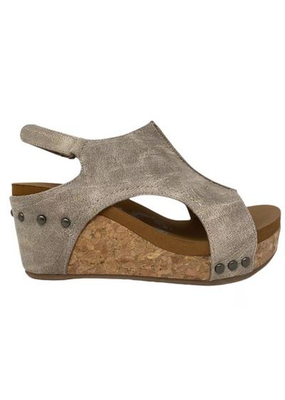 ISABELLA WEDGE SANDAL CREAM FRONT VIEW