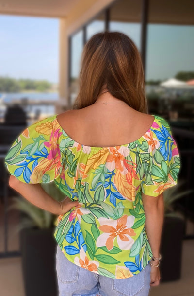 JENNA IN RAY OF SUN BLOUSE LIME BACK VIEW