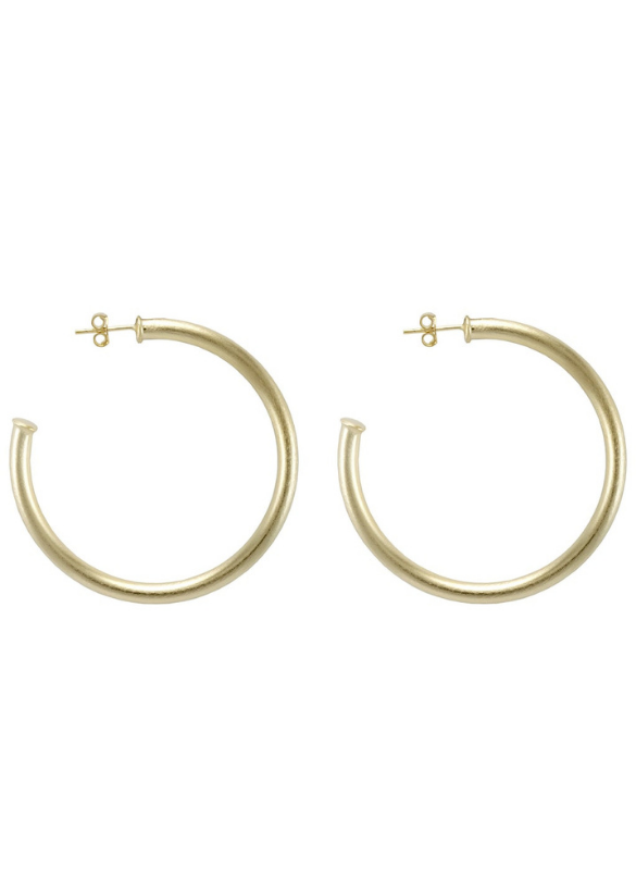 SMALLER EVERYBODY'S FAVORITE HOOPS - BRUSHED 18K GOLD PLATED