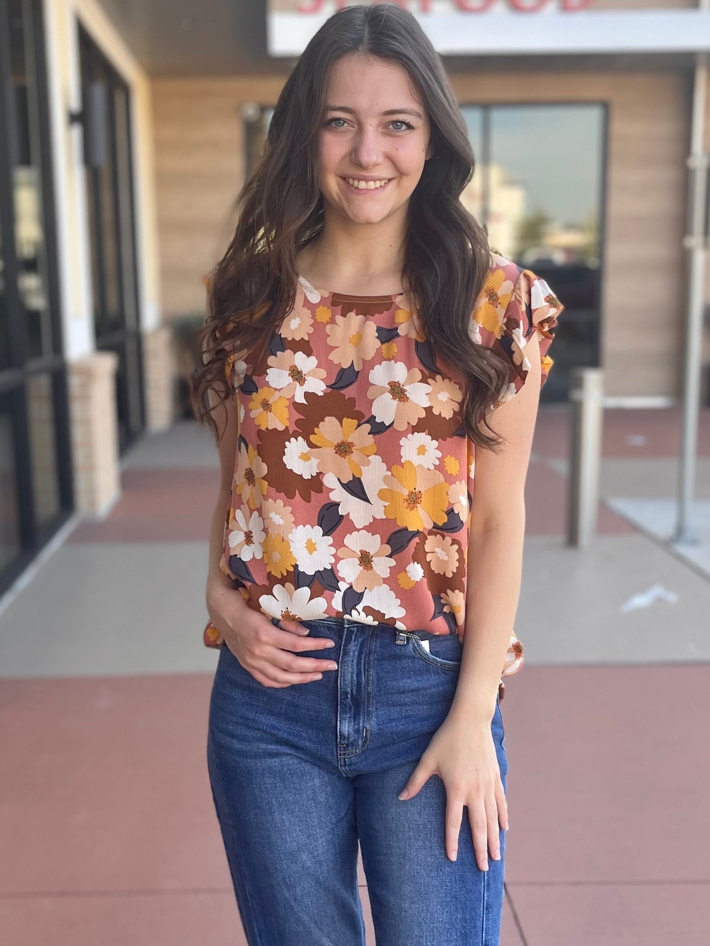 DEE FLORAL TOP - MAUVE