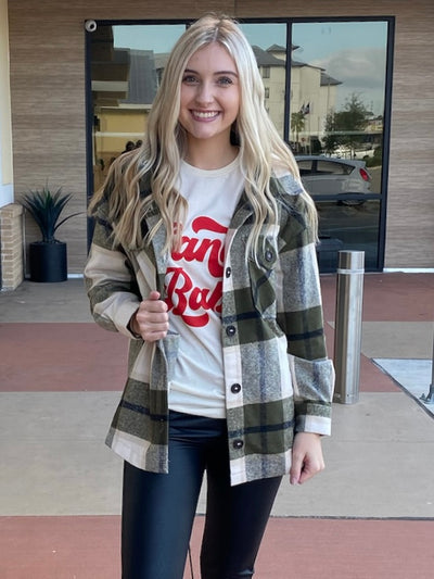 TINA PLAID JACKET - OLIVE