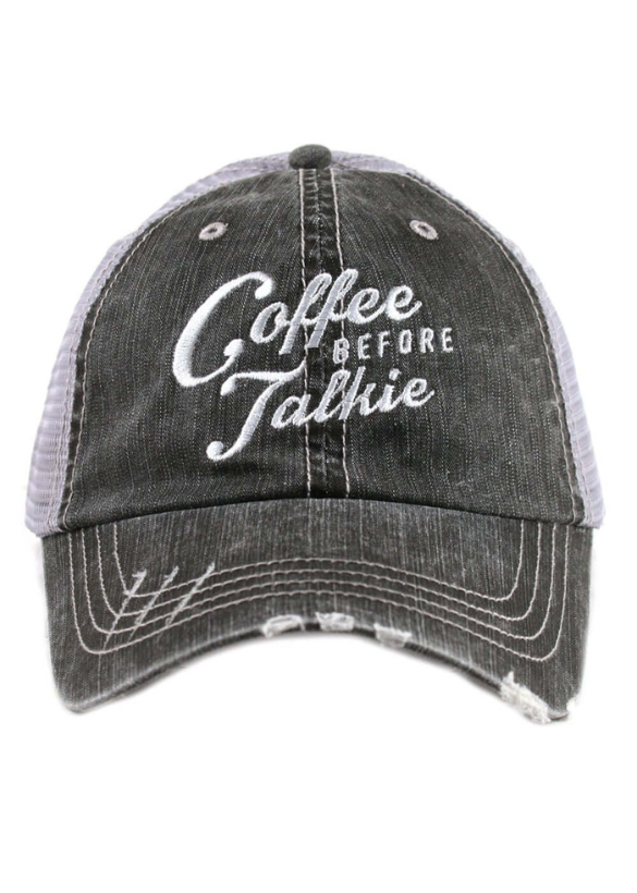 COFFEE BEFORE TALKIE TRUCKER HAT - GRAY