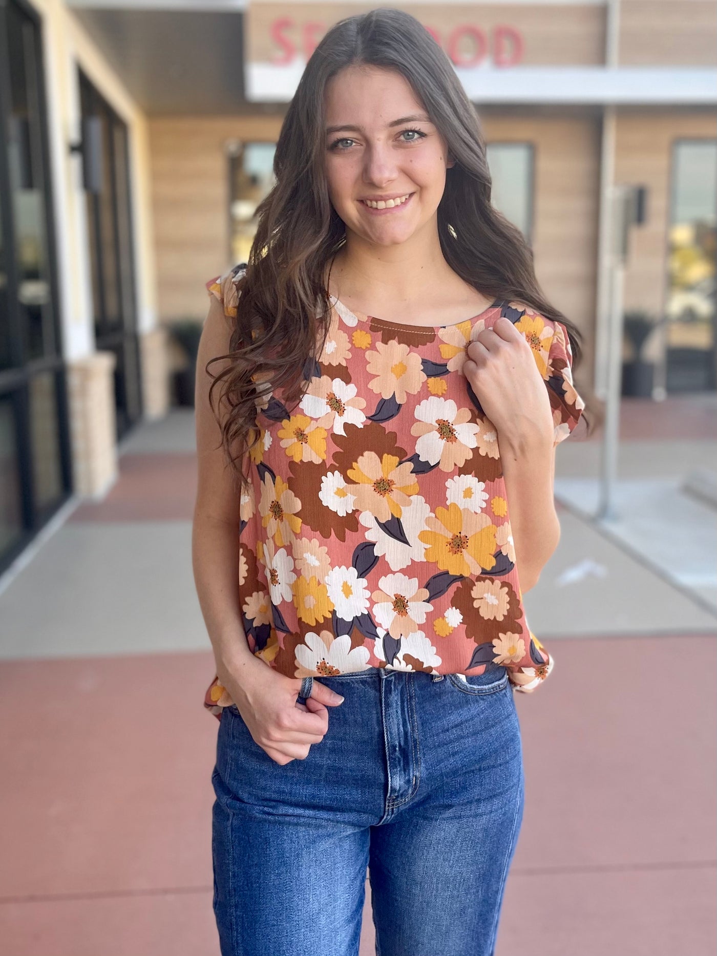 DEE FLORAL TOP - MAUVE