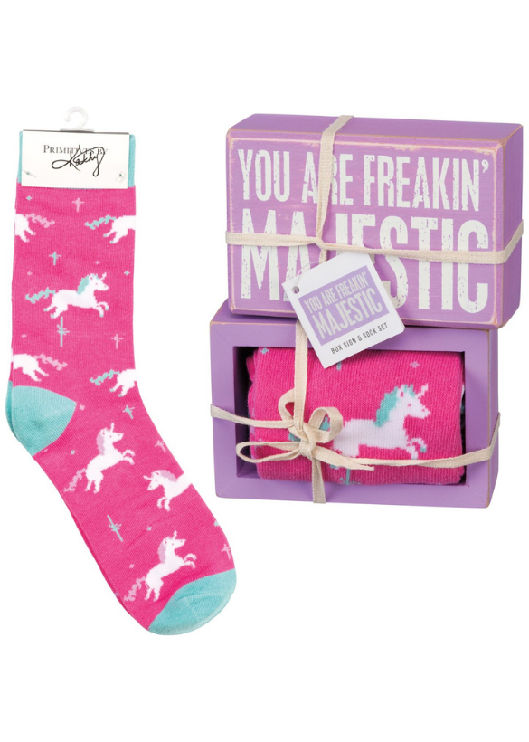 BOX SIGN AND SOCK SET - YOU ARE FREAKIN' MAJESTIC