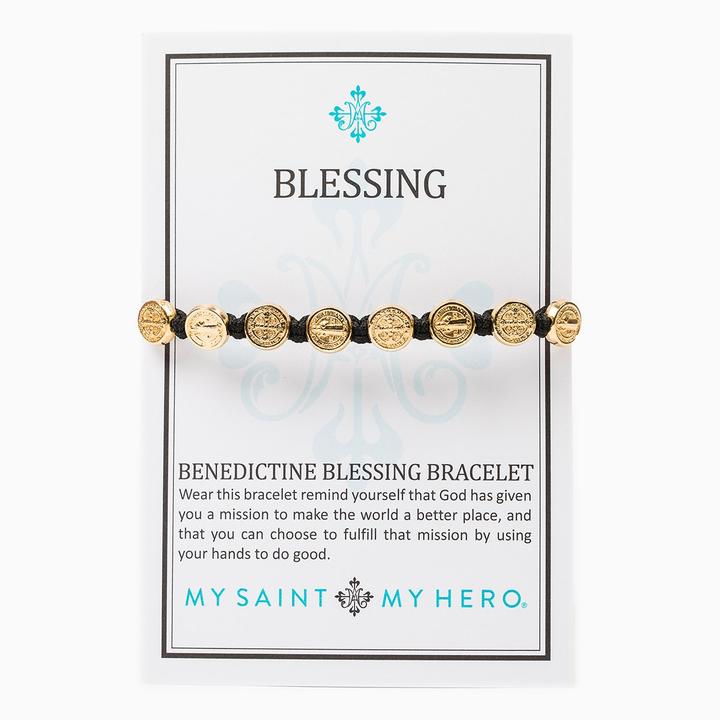 BENEDICTINE BLESSING BRACELET - GOLD/BLACK