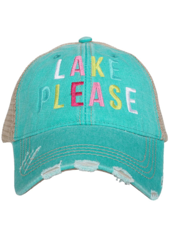 LAKE PLEASE TRUCKER HAT - TEAL/MULTICOLORED