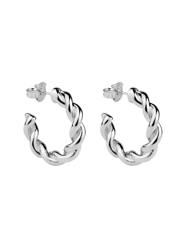 SMALL TWISTED HOOPS - SILVER PLATED