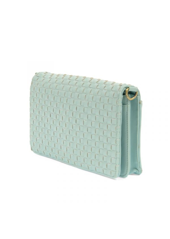 LILA MINI WOVEN CROSSBODY BAG - AQUA