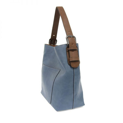 CLASSIC HOBO COFFEE HANDLE HANDBAG - SILVER BUCKLE - CERULEAN
