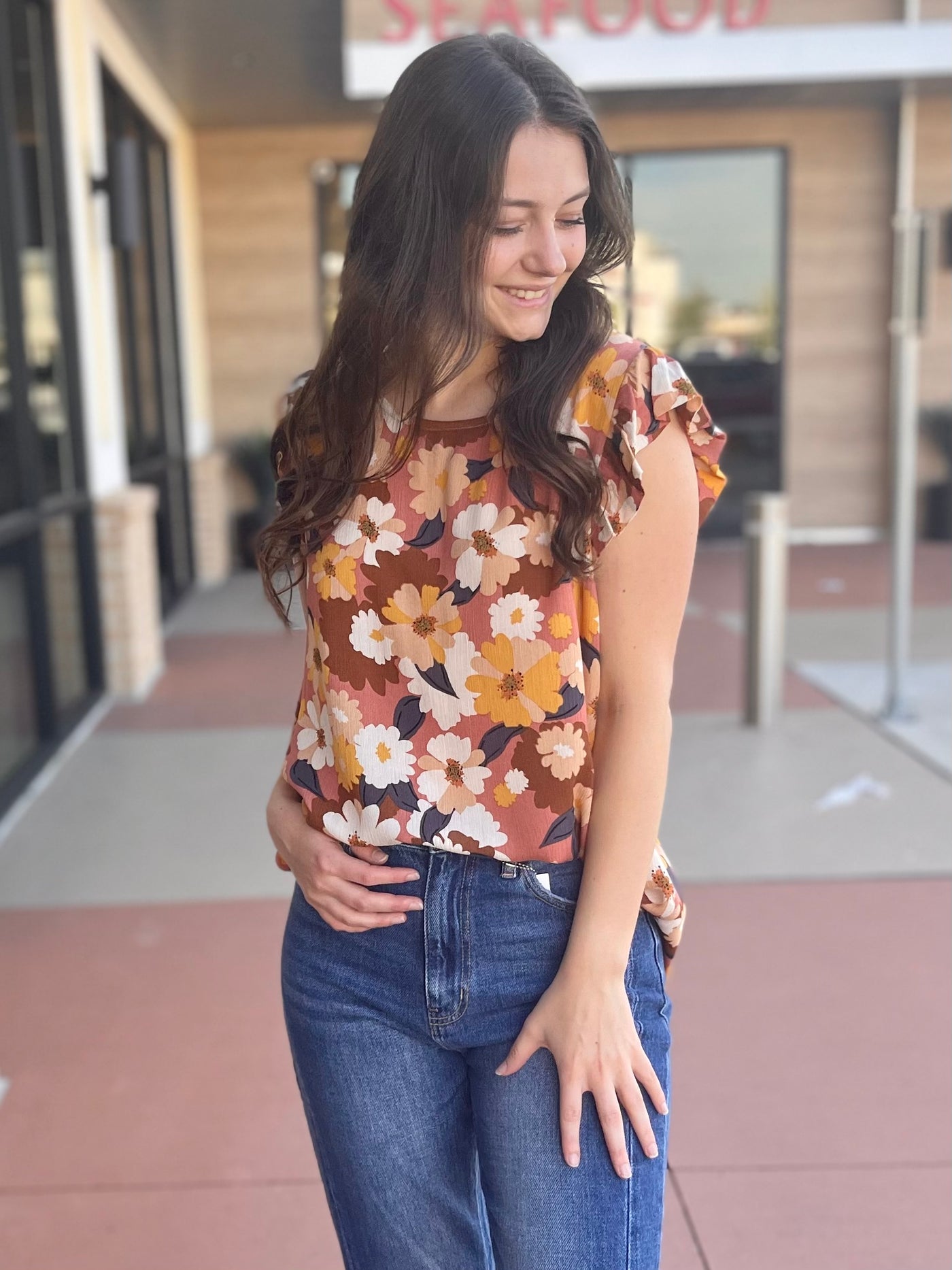 DEE FLORAL TOP - MAUVE