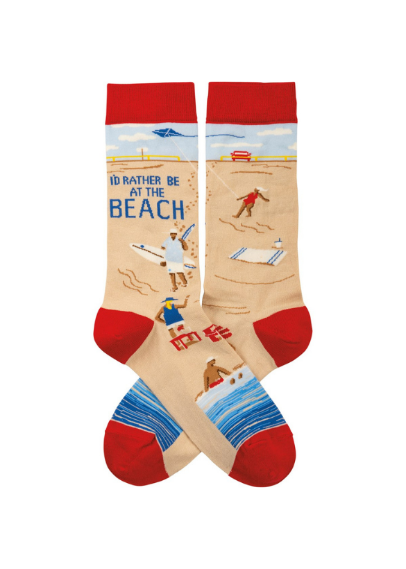 I'D RATHER BE AT THE BEACH SOCKS FRONT AND BACK VIEW