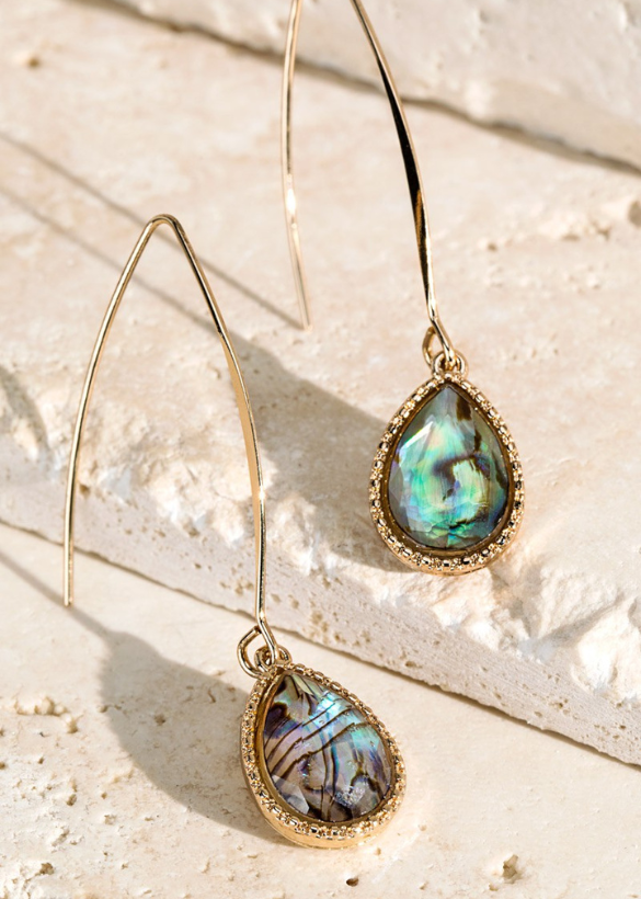 COLORED GLASS AND METAL TEAR DROP EARRINGS