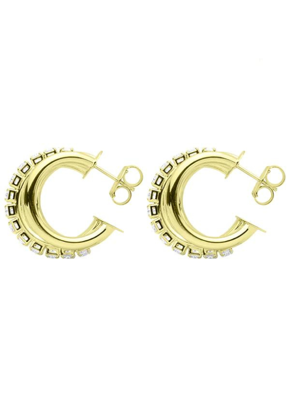 SMALL CLAIRE HOOPS WITH CZS - 18K GOLD PLATED