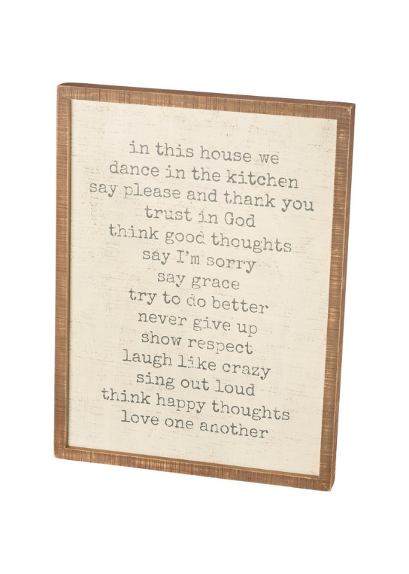 INSET BOX SIGN - IN THIS HOUSE WE TRUST IN GOD