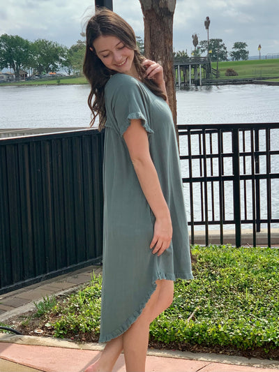 VIVIAN LINEN DRESS - LAGOON