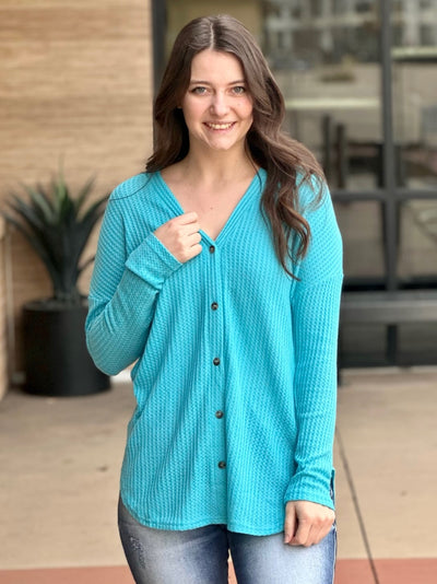 BABY LOVES ME SO CARDIGAN - TURQUOISE