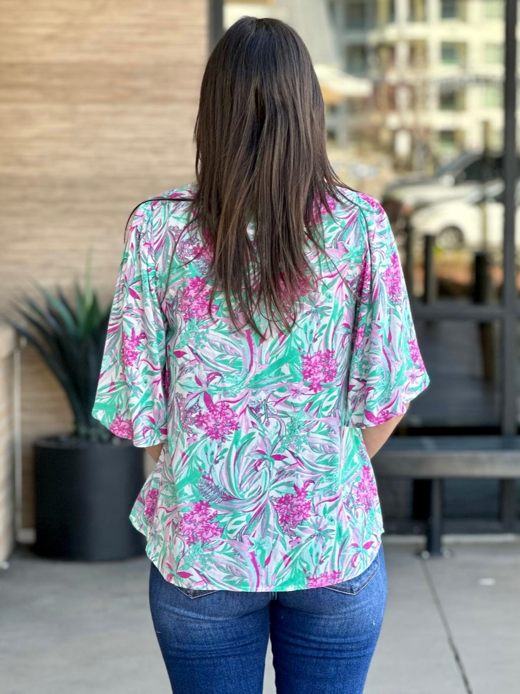 A MEMORY OF US WIDE SLEEVE BLOUSE - EMERALD MAGENTA