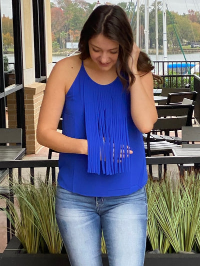 LOOK WHAT YOU MADE ME DO FRINGE TOP, CAPRI BLUE