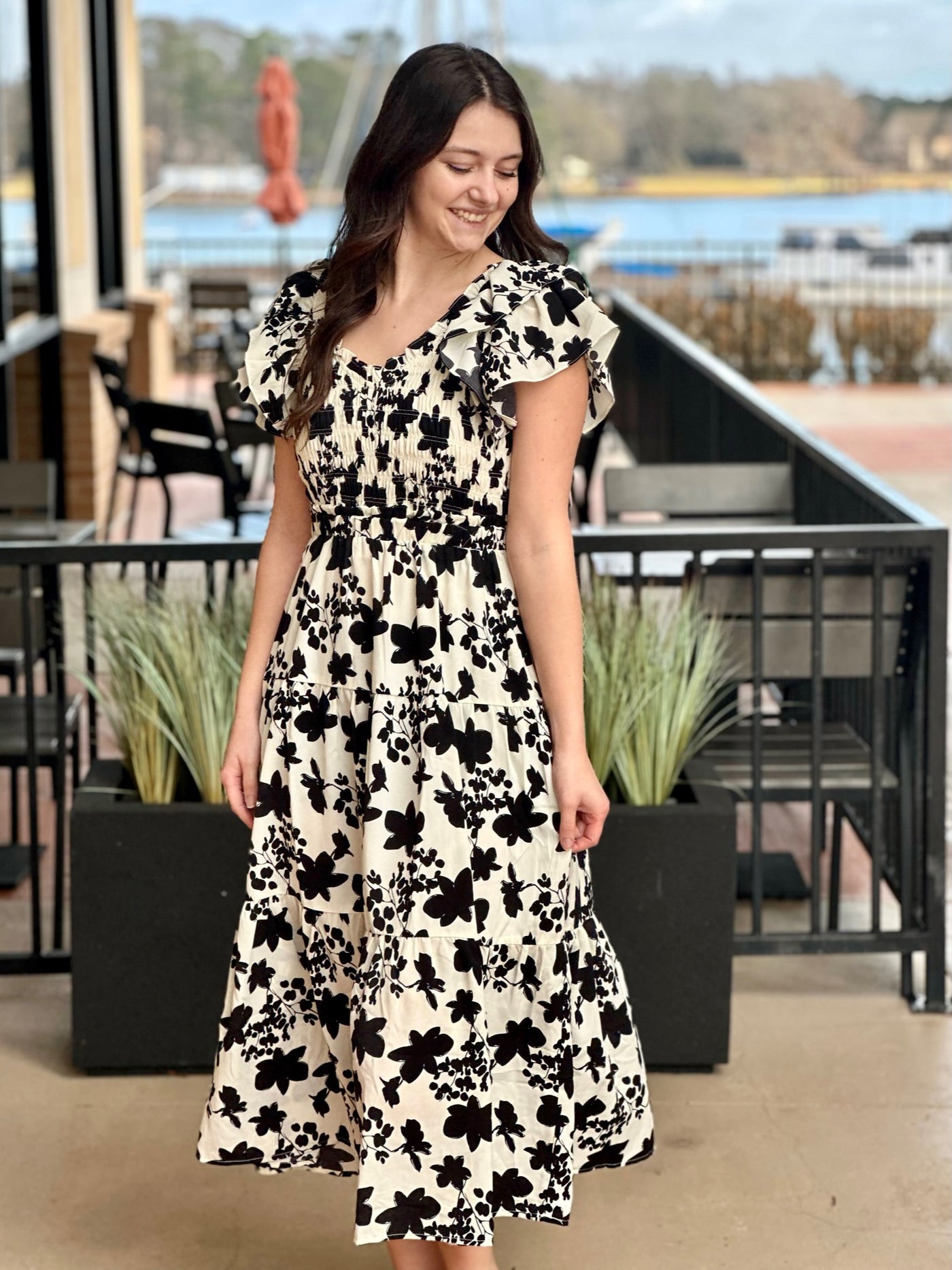 HEAD OVER HEELS FLORAL MIDI DRESS - OFF WHITE MIX