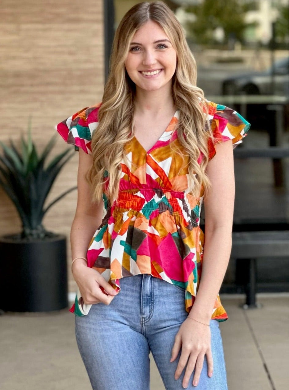 LEXI IN FUCHSIA BLOUSE FRONT VIEW