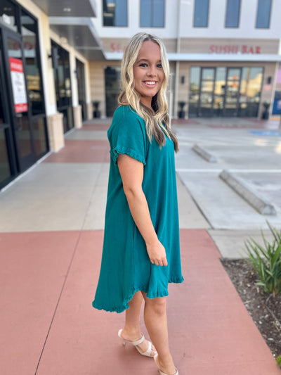 VIVIAN LINEN DRESS - TEAL