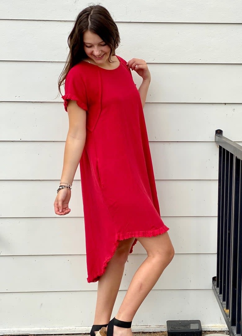 VIVIAN LINEN DRESS -  JESTER RED